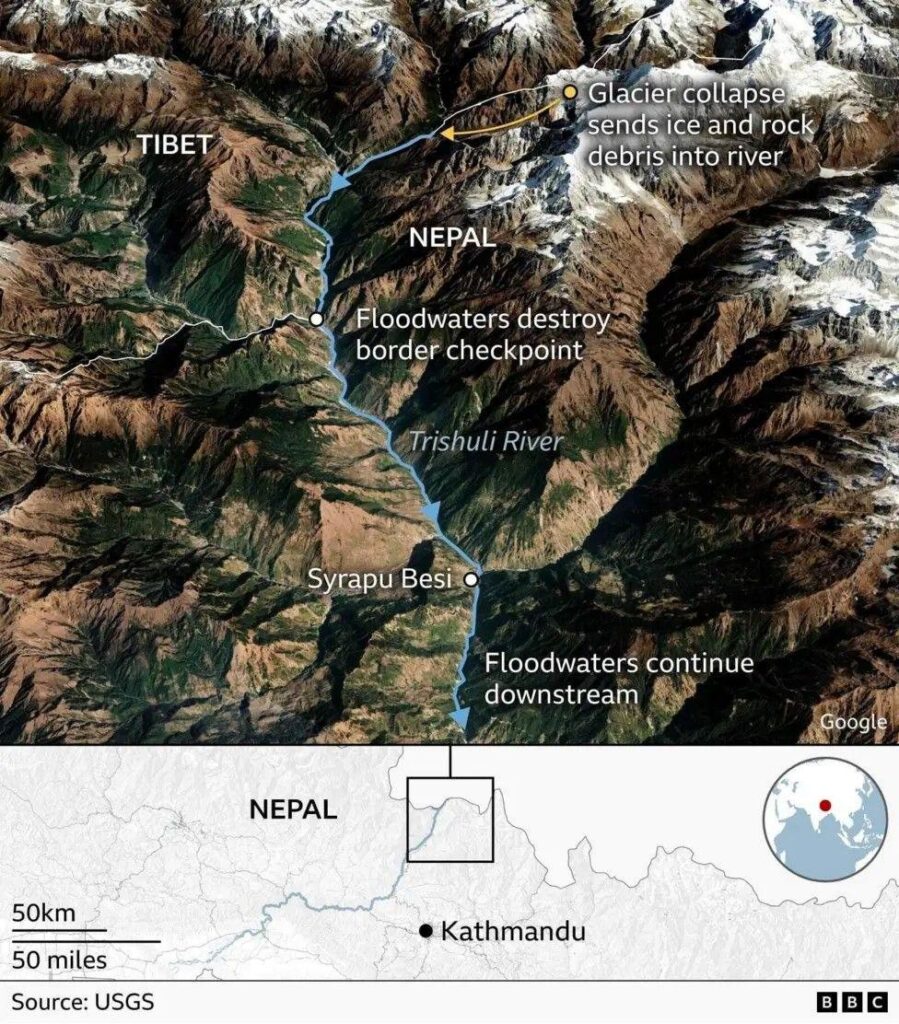 aurflóð í nepal og kína